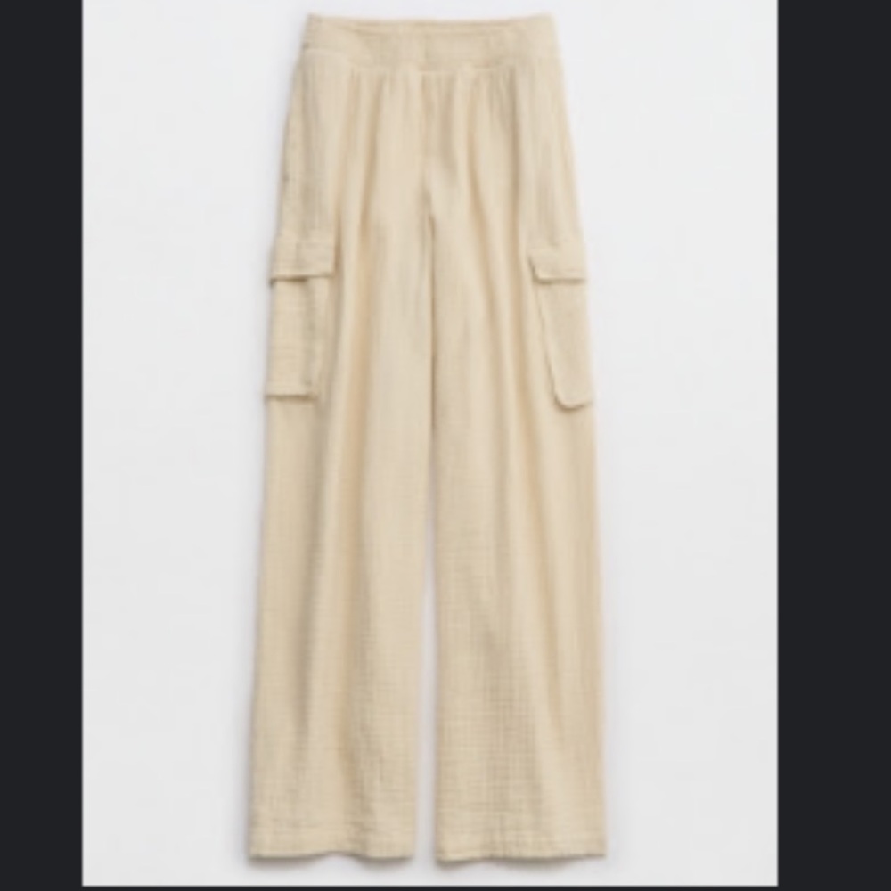Arie High Waisted Pool To Party Cargo Pants- soft oat